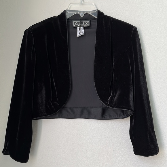 Alex Evenings Black Faux Velvet Two-Piece Dress - Picture 15 of 17